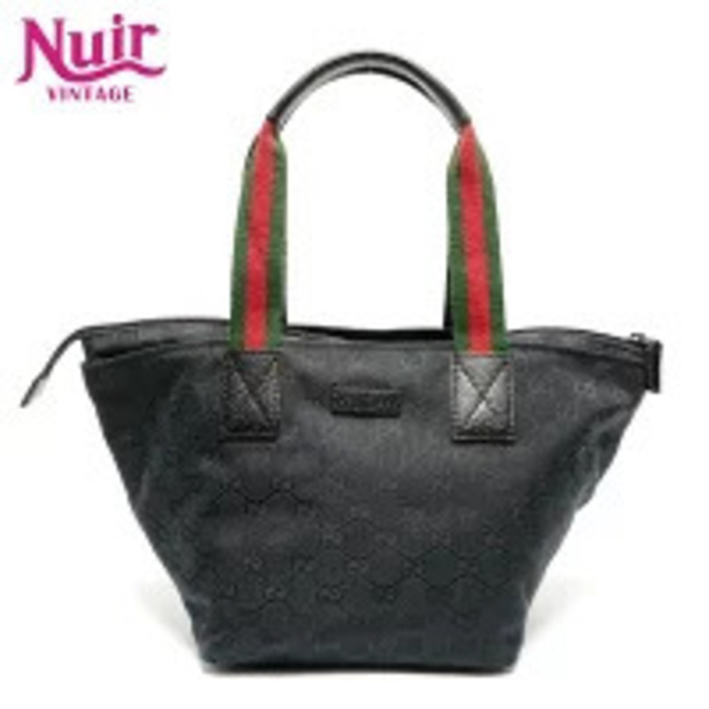Gucci GG Canvas Sherry Tote Bag Handbag Black